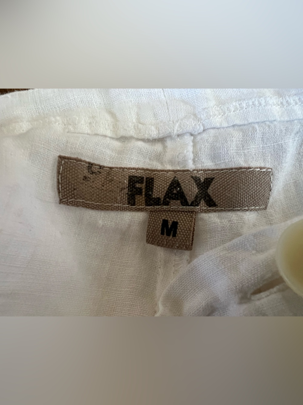 Flax 100% Linen Crop Pants Women’s M (10-14) White Lightweight Pockets Coastal - Picture 8 of 14